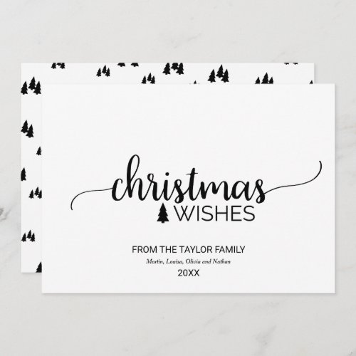 Simple Black  White Calligraphy Christmas Holiday Card