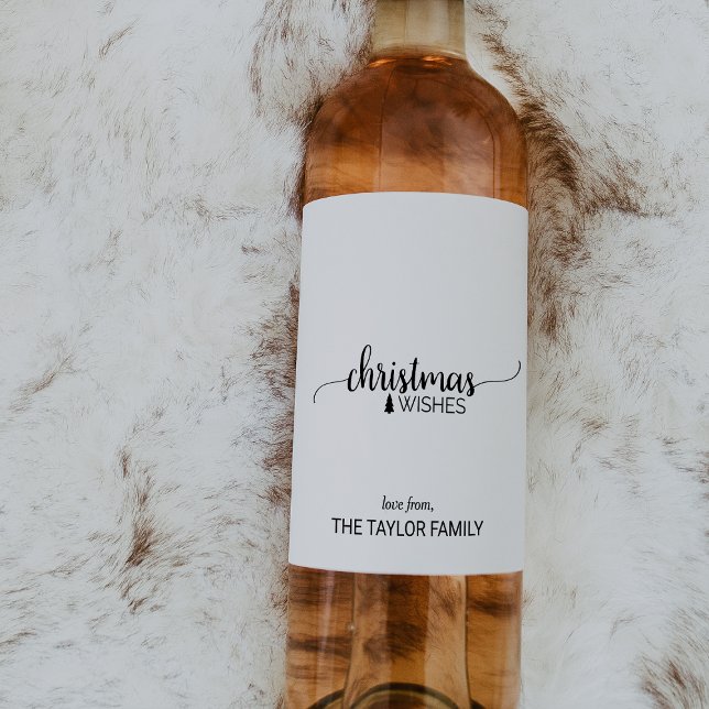 Simple Black & White Calligraphy Christmas Wine Label (Creator Uploaded)