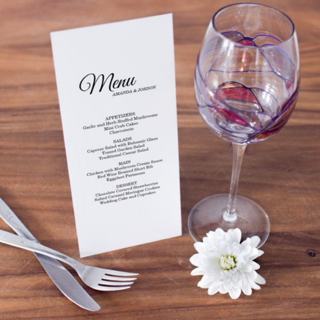 Simple Black White Calligraphy Dinner Drink Menu (Creator Uploaded)