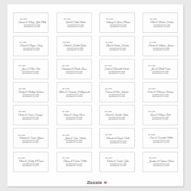 Simple Black White Calligraphy Guest Address Label (Sheet)