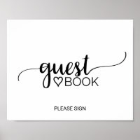 Simple Black & White Calligraphy Guest Book Sign