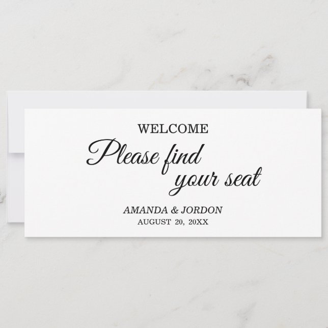 Simple Black White Calligraphy Seat Chart Header (Front)