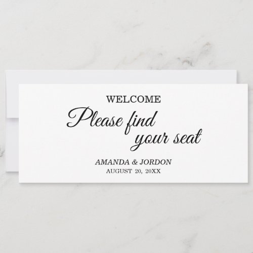 Simple Black White Calligraphy Seat Chart Header