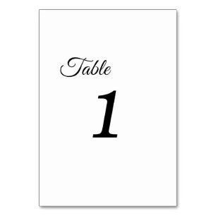 Simple Black White Calligraphy Table Numbers Sign