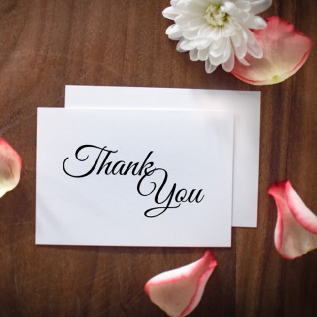 Simple Black White Calligraphy Thank You Flat Card (Creator Uploaded)