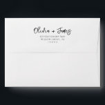 Simple Black & White Calligraphy Wedding Envelope<br><div class="desc">A minimalist boho calligraphy terracotta wedding envelope. Which features fall autumn burnt orange color . With white whimsical brush stroke personalized name. And customizable return address info.</div>