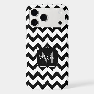 Simple black white chevron pattern lines Monogram iPhone 17 Pro Max Case