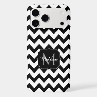 Simple black white chevron pattern lines Monogram iPhone 17 Pro Max Case