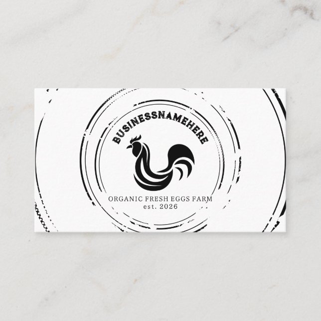 Simple Black White Chicken QR Code Business Card (Front)