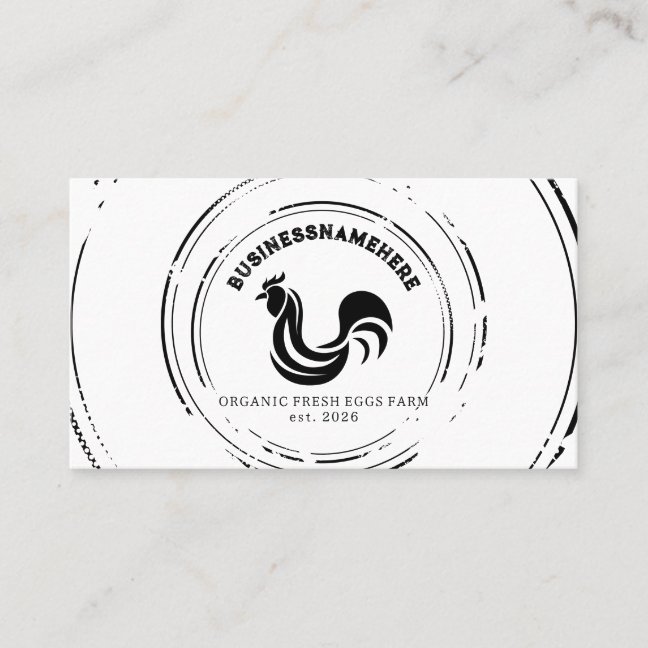 Simple Black White Chicken QR Code Business Card