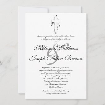 Simple Black & White Christian Wedding Invitation | Zazzle