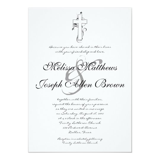 Simple Black & White Christian Wedding Invitation