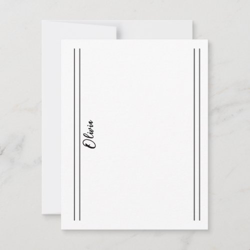 Simple Black White Classic Double Lined Note Card