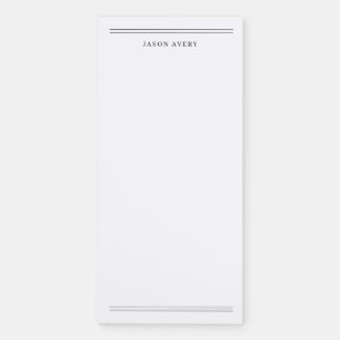 Simple Black White Classic Double Lines Magnetic Notepad