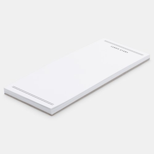 Simple Black White Classic Double Lines Magnetic Notepad