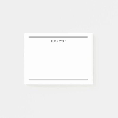 Simple Black White Classic Double Lines Post_it Notes