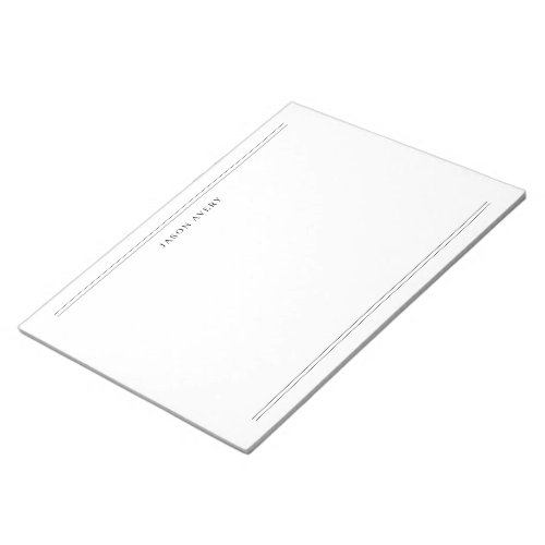 Simple Black White Classic Double Lines Stationery Notepad