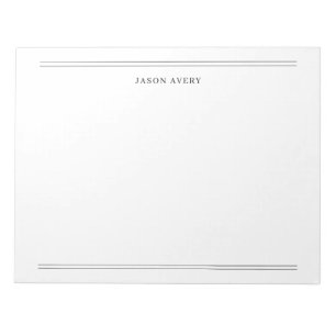 Simple Black White Classic Double Lines Stationery Notepad