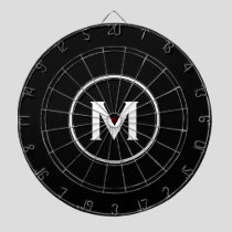 Simple Black White Classic Monogram Dart Board