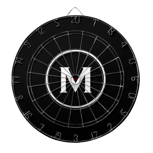 Simple Black White Classic Monogram Dart Board