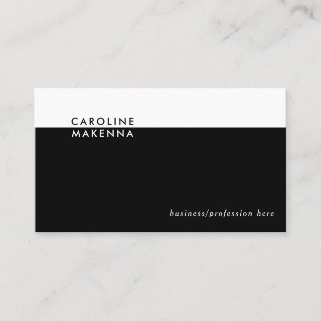 Simple Black White Color Block Professional Business Card (Front)