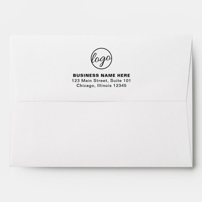 Simple Black White Company Branding Business Logo Envelope (Back (Top Flap))