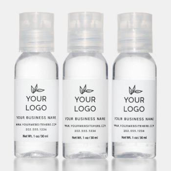 Simple Black & White Company Branding Custom Logo Hand Sanitizer by dulceevents at Zazzle