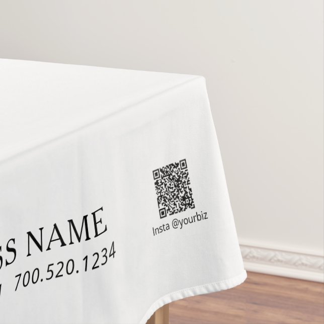 Simple Black & White Company Logo Craft Show  Tablecloth (In Situ)
