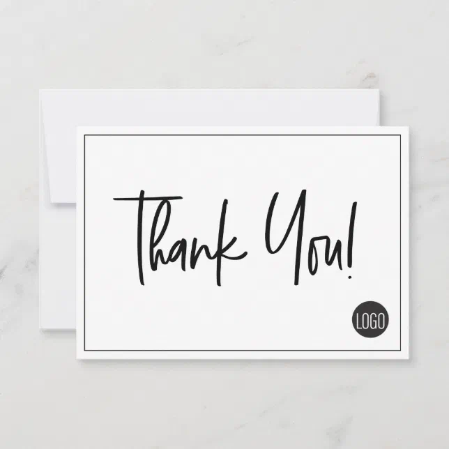 Simple Black White Company Logo Custom Thank You | Zazzle