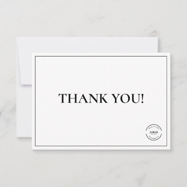 Simple Black White Company Logo Custom Thank You (Front)