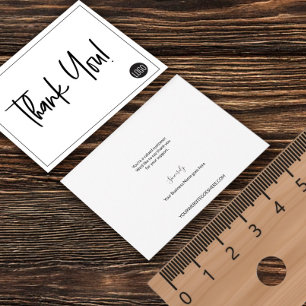 Simple Black White Company Logo Custom Thank You Card