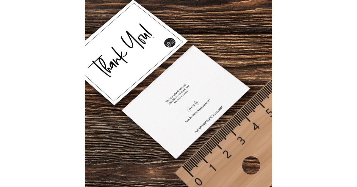 Simple Black White Company Logo Custom Thank You Card | Zazzle