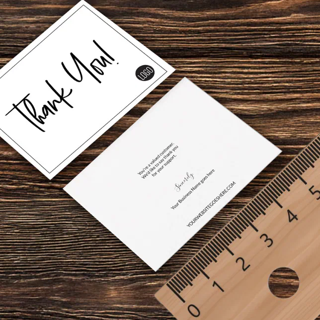 Simple Black White Company Logo Custom Thank You Card | Zazzle