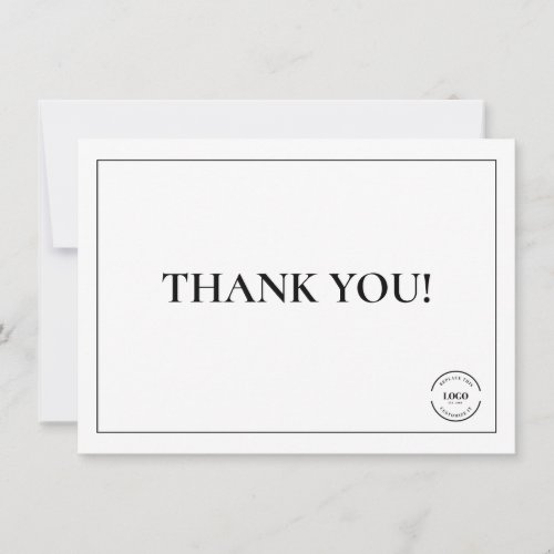 Simple Black White Company Logo Custom Thank You Card