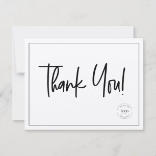 Simple Black White Company Logo Social minimal Thank You Card