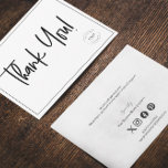 Simple Black White Company Logo Social Thank You  Card<br><div class="desc">Express your gratitude with our Simple Black White Company Logo Social Thank You Card. This sleek and versatile flat card template allows you to personalize it with your company's logo and essential details, creating a professional and polished thank you gesture. Customize the card with your company's logo, website, and social...</div>