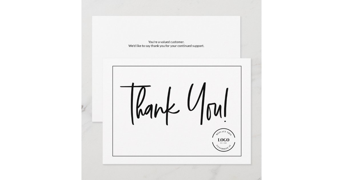 Simple Black White Company Logo Social Thank You Invitation | Zazzle