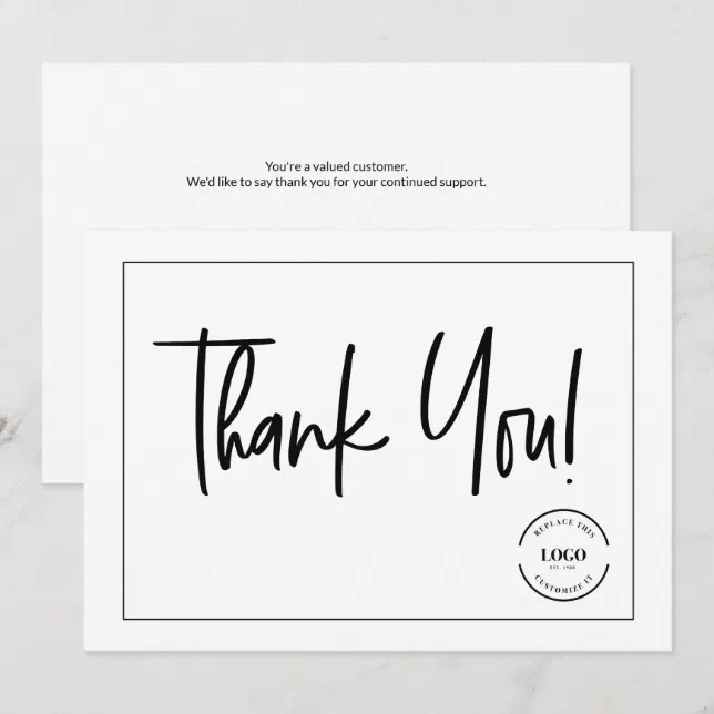 Simple Black White Company Logo Social Thank You Invitation | Zazzle