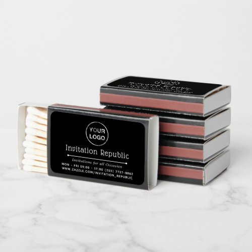 Simple Black  White Company Promotional Matchboxes