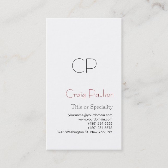 Simple Black White Consultant Business Card (Front)