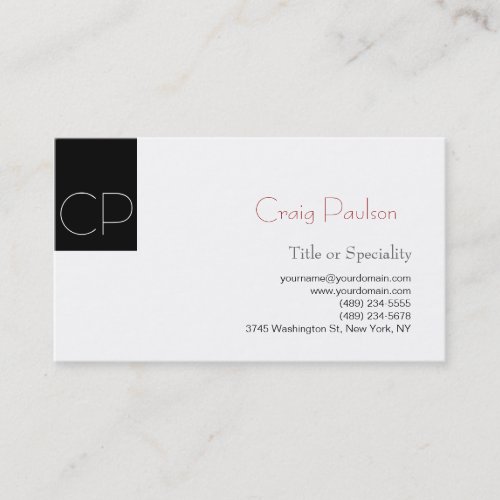 Simple Black White Consultant Business Card