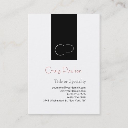 Simple Black White Consultant Chubby Business Card