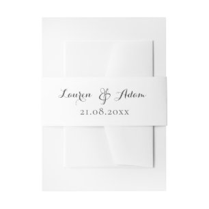 Simple Black & White Couples Names Wedding Invitation Belly Band