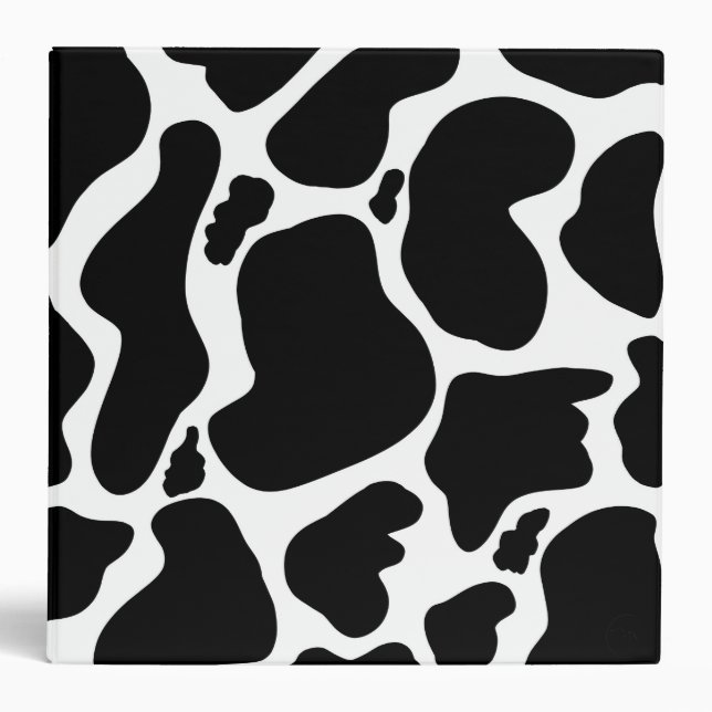 Simple Black white Cow Spots Animal 3 Ring Binder (Front)