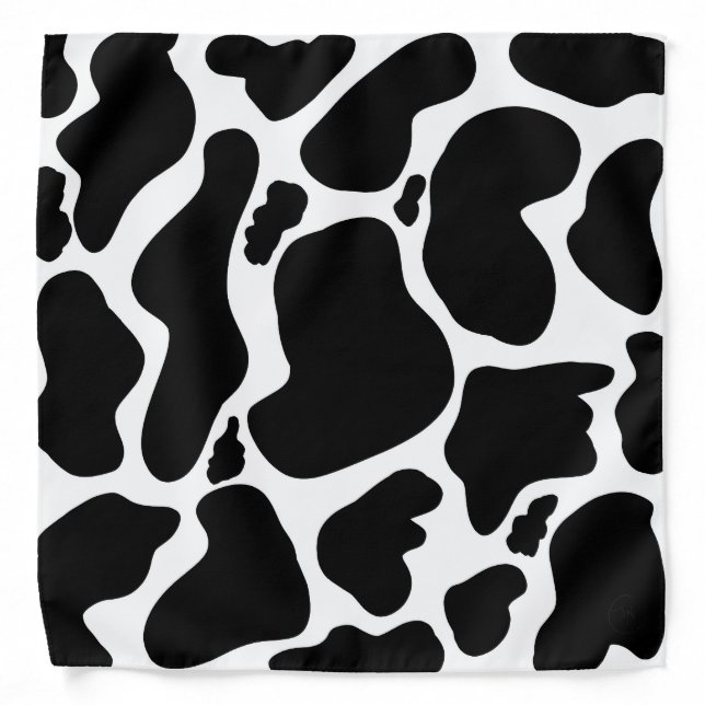 Simple Black white Cow Spots Animal Bandana (Front)