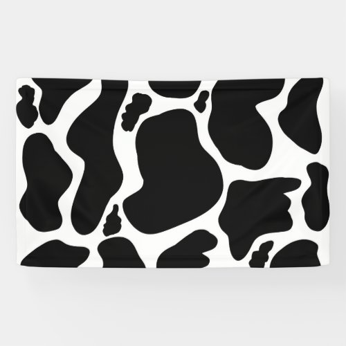 Simple Black white Cow Spots Animal Banner