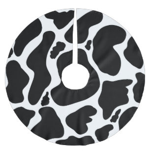 Simple Black white Cow Spots Animal Brushed Polyester Tree Skirt