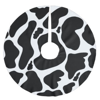 Simple Black White Cow Spots Animal Brushed Polyester Tree Skirt by Trendy_arT at Zazzle