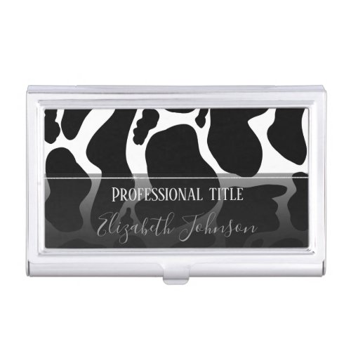 Simple Black white Cow Spots Animal Business Card Case