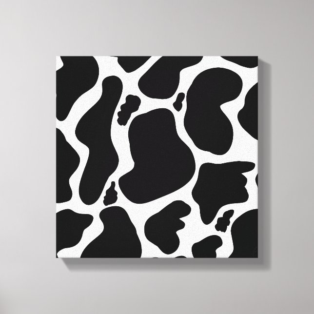 Simple Black white Cow Spots Animal Canvas Print (Front)